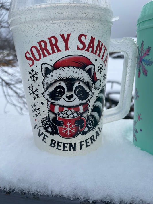 Raccoon Sorry Santa I’ve Been Feral 40oz Hip Sip